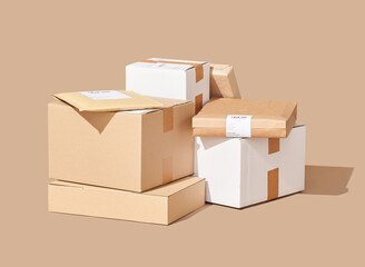 Stack of parcels in paper packages