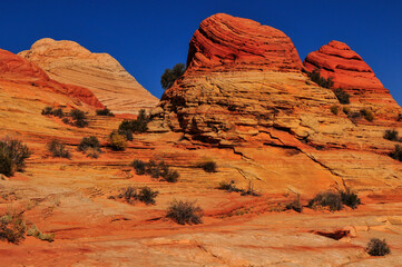 Sandstone buttes and teepees on the route to The Wave, Coyote Buttes North, Vermilion Cliffs...