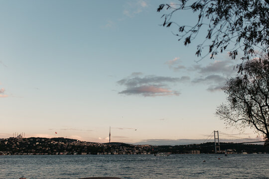 Beautiful red sunset over Istanbul