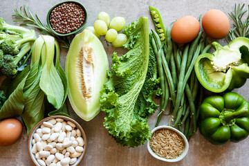 Fresh healthy green food ingredients