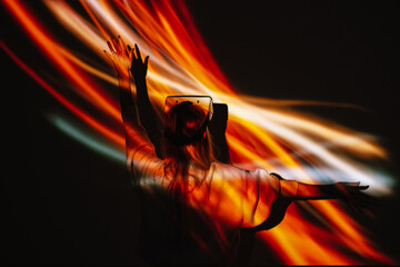 Woman having interaction in metaverse 