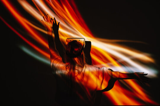 Woman having interaction in metaverse 