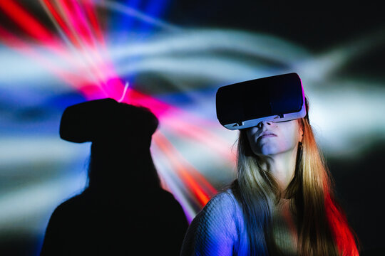 Female model having fun in game room