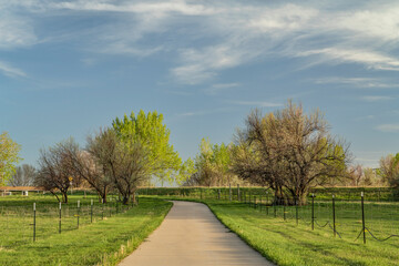 spring scenery on a biking trail  in Colorado foothills between Fort Collins and Loveland