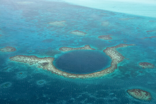 Aerial view of the Great Blue Hole, Belize
