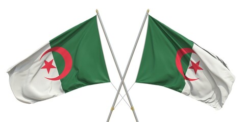 Isolated flags of Algeria on white background. 3D rendering