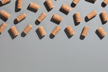 Gray pattern with  wine bottle corks. alcoholic drinks poster concept
