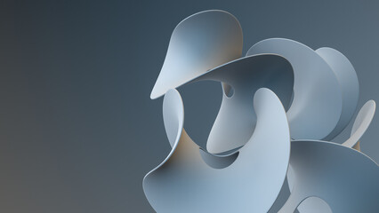 Abstract composition with curved circles.