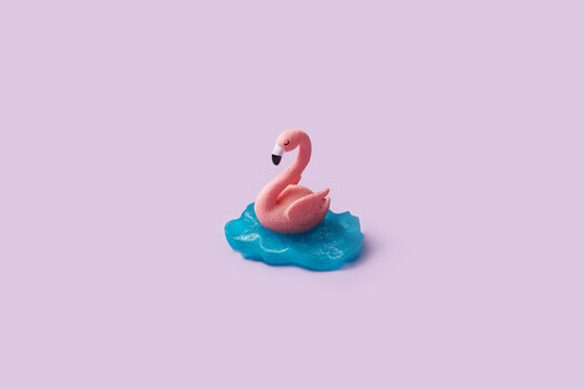 Small figurine of pink easter flamingo
