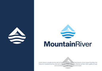 river mountain modern logo design. logo template