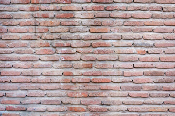 Background wall of red bricks. Wallpaper, texture of shabby bricks.