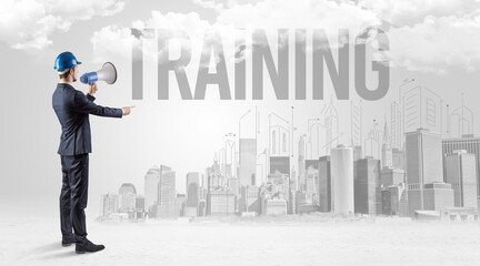 Young businessman with hard hat