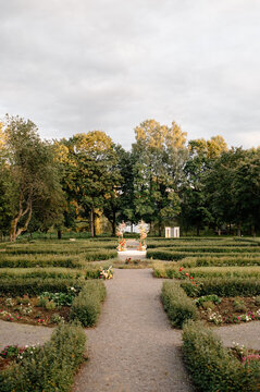 decorated place for wedding registration among  natural landscape