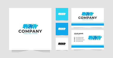 Obraz premium Dental puzzle logo design inspiration and business card