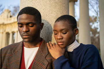 Portrait Of A Young Black Couple Outdoors.