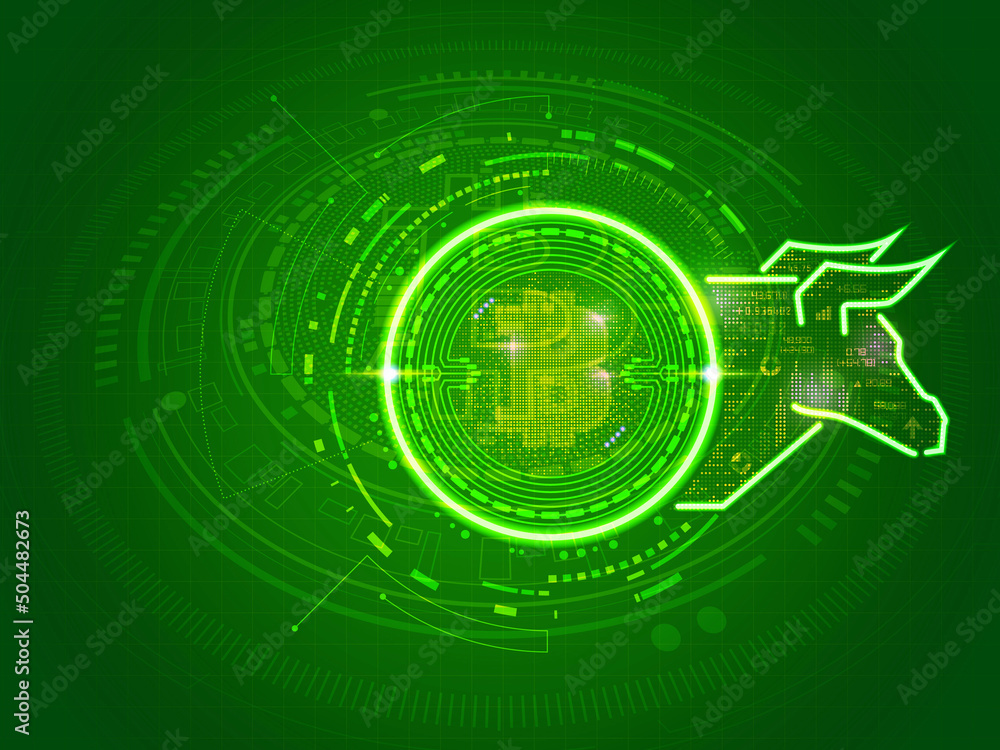 Poster 2d rendering bitcoin sign currency digital background