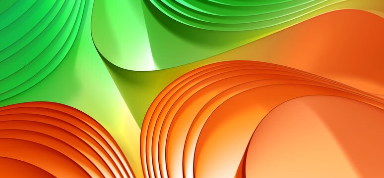Curved structure in light green and orange