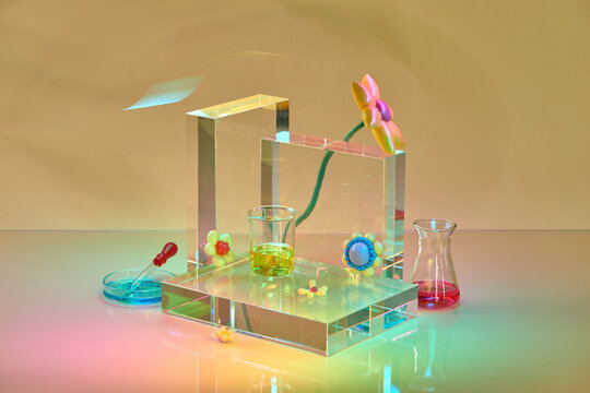 Research and development of cosmetics in the laboratory.