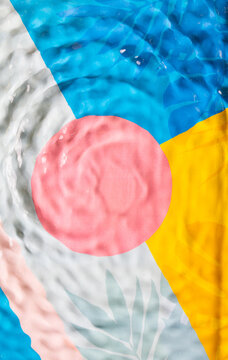 Backgrounds with geometric shapes and water texture on top. 