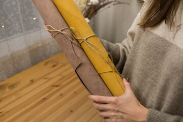 Rolls of coloured leather 