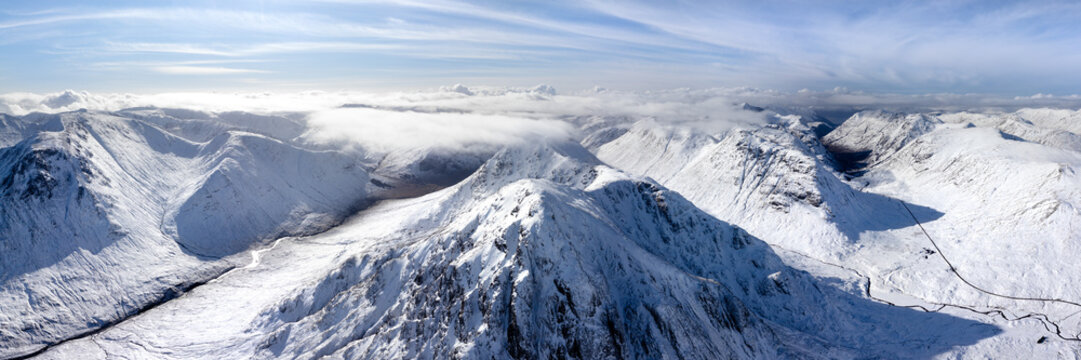 Buachaille Etive Mo&Igrave;r Stob Dearg mountain aerial Glencoe Scotland