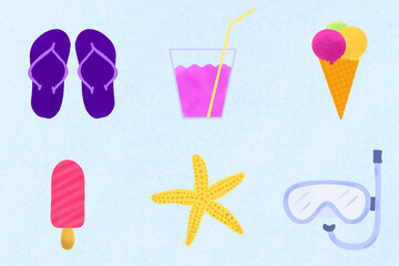 Set of colorful summer accessories