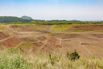 The ground that's dug like stairs.