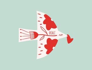 White peace bird against war illustration