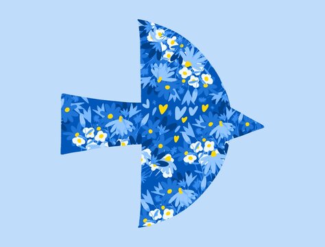 Peace bird against war on blue illustration