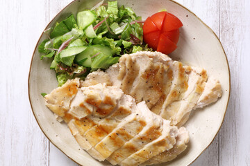 美味しそうでヘルシーなサラダチキンでモーニング