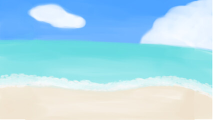 海と青空のイラスト