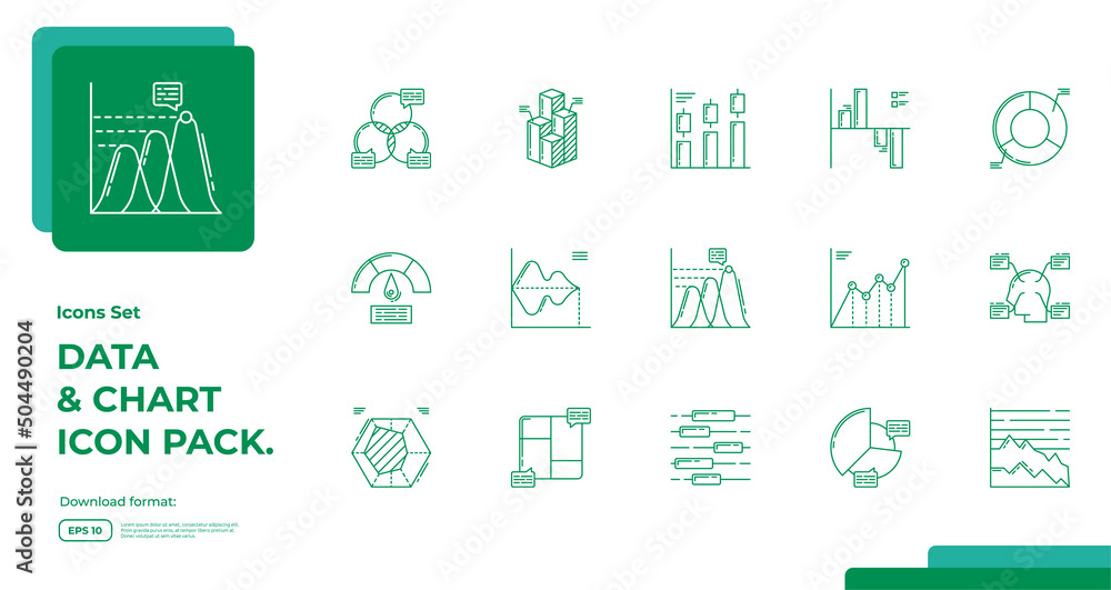Poster graph and diagram line icons set. statistics financial chart icon