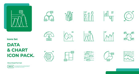 Graph and Diagram line icons set. Statistics Financial Chart icon