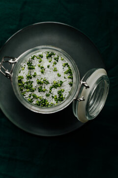 Wild garlic pods in sea salt