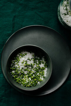 Wild garlic pods in sea salt