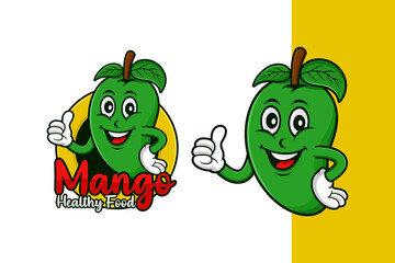 Mango healthy food mascot cartoon design illustration