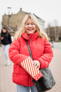 Adorable Petite Candid Woman Laughing