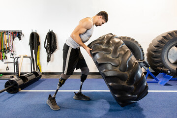 Double Leg Amputee Flips A Tire