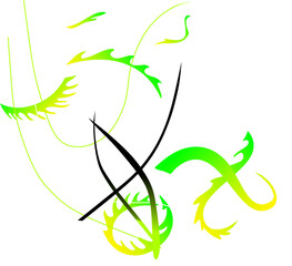 lines and curves green and yellow gradient