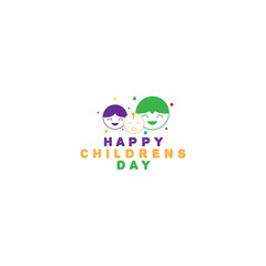 world childrens day background  happy childs face  poster logo design vector icon illustration