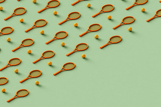 3D render of tennis racket with copy space 