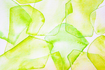 Green Shapes Watercolour Art