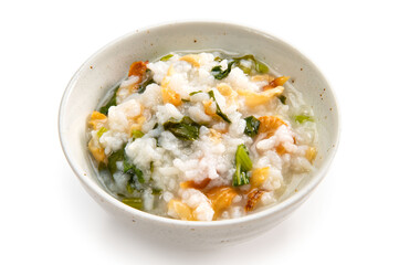 ホタテ貝紐と大根葉の粥
