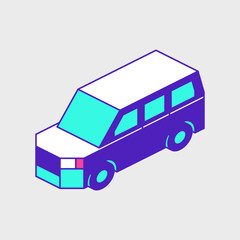 Minivan family car isometric vector icon illustration