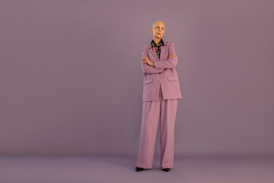 Senior woman in creative outfit 