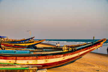 Colourful Fishing boats on the beach