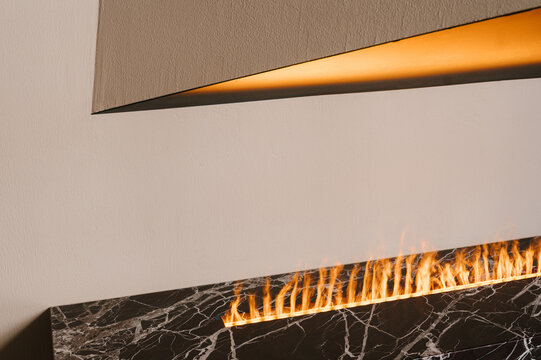 Geometric design of modern burning fireplace
