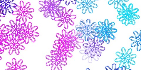 Light Pink, Blue vector doodle texture with flowers.