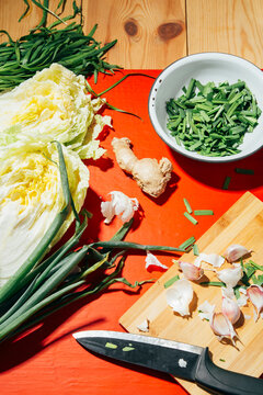 Kimchi ingredients.