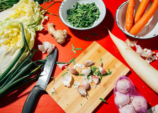 Kimchi ingredients.